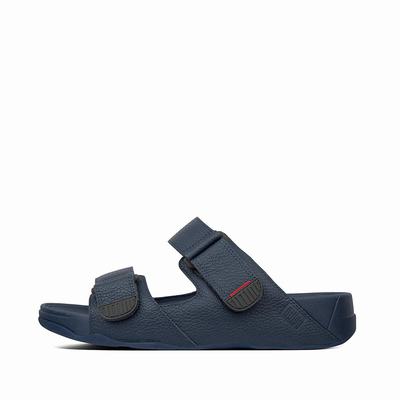 Fitflop Gogh Moc Adjustable Leather Slides - Sandalen Herren - Navy (WKY539842)